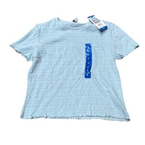 NWT Women's KERSH Blue Stretch Bubble Blouse Size *Large*